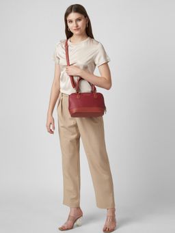Caprese - Joelle Small Maroon Satchel Bag with Detachable Strap (S)