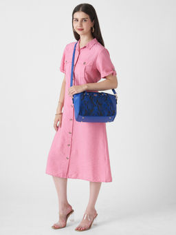 Caprese - Nora Medium Blue Satchel Bag with Detachable Strap (M)