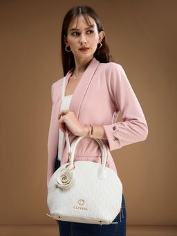 Caprese - Rosa Dome Medium White Satchel Bag with Detachable Strap (M)