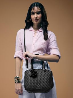 Caprese - Rosa Medium Black Satchel Bag with Detachable Strap (M)