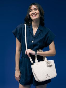Caprese - Rosa Medium White Satchel Bag with Detachable Strap (M)