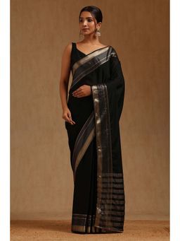 Soch - Women Black Georgette Woven Saree with Unstitched Blouse Piece