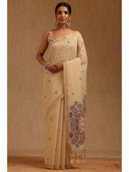 Soch - Women Yellow Chanderi Woven Saree with Unstitched Blouse Piece