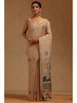 Soch - Women Green Tussar Woven Saree with Unstitched Blouse Piece