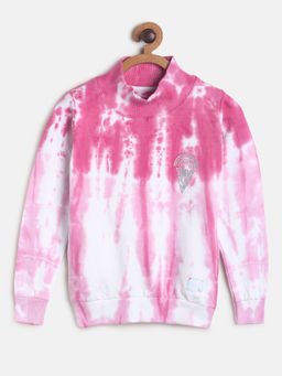 Tales & Stories - Girl's Pink Cotton Poly Tie & Dye Sweatshirt