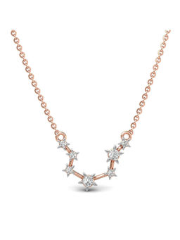 Candere by Kalyan Jewellers - 14Kt Rose Gold and Diamond Aquarius Zodiac Necklace