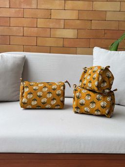 The Indian Artisan - Mustard Floral Pouch