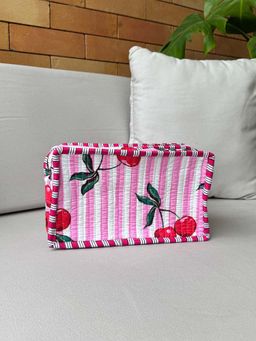 The Indian Artisan - Cherry Pink Large Pouch