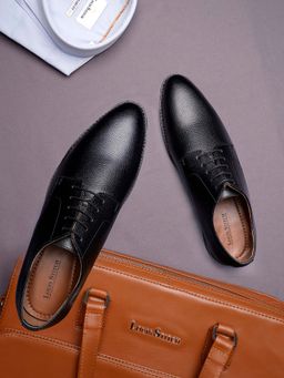Louis Stitch - Mens Leatherette Black Derby Lace Up Derbies Shoes