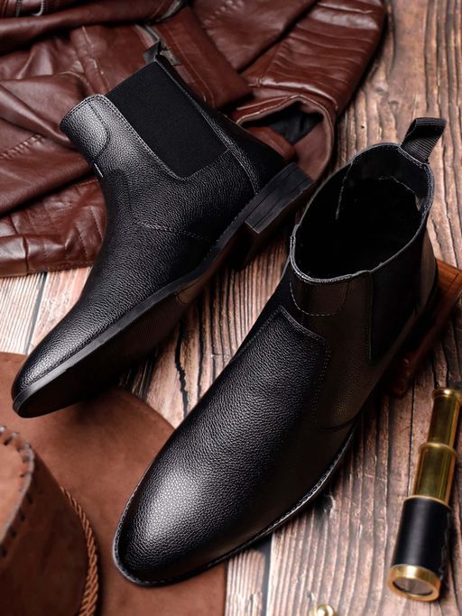 Chelsea Boots Black Mid Boots Mens Men's Black Suede Leather Mid