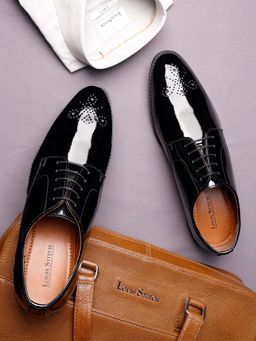 Louis Stitch - Mens Leatherette Formal Brogues Black