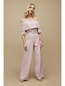 Paper Dolls - Acacia Pink Bardot Belted Wide-Leg Jumpsuit (Set of 2) (M)