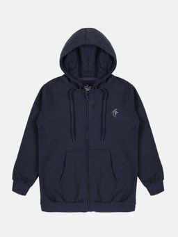 KiddoPanti - Solid Full Sleeve Zip Front Open Hooded Sweatshirt