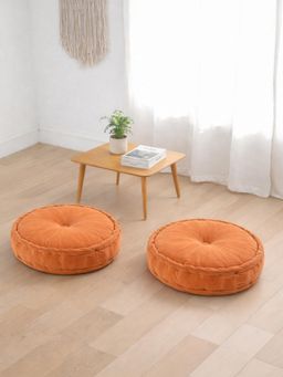 Kuber Industries - Heavy Velvet 16 Inch Chair Pad For Dining, Office & Home (Pack Of 2) Orange