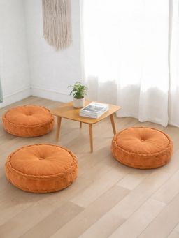 Kuber Industries - Heavy Velvet 16 Inch Chair Pad For Dining, Office & Home (Pack Of 3) Orange