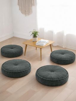 Kuber Industries - Heavy Velvet 16 Inch Chair Pad For Dining, Office & Home (Pack Of 4) Grey