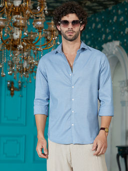 Campus Sutra - Men Powder Blue Solid Button Shirt
