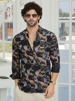 Campus Sutra - Men Onyx Black Marquina Gradient Shirt