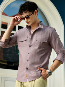 Campus Sutra - Men Grape Purple Linea Utility Shirt