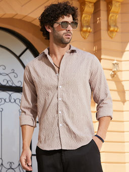Campus Sutra - Men Dusty Pink Illuminator-Tactile Shirt