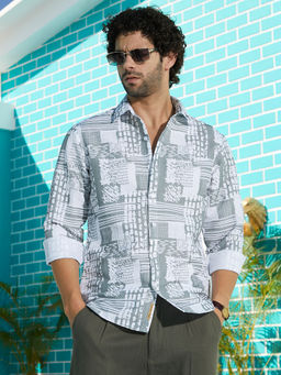 Campus Sutra - Men Flint Grey Verve-Impressionistic Shirt