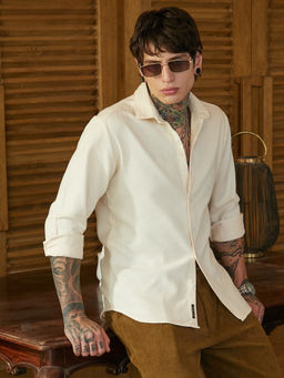 Campus Sutra - Men Yellow White Slanted-Trough Shirt