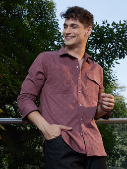 Campus Sutra - Men Grape Purple Obliqa-Utility Relaxed Shirt