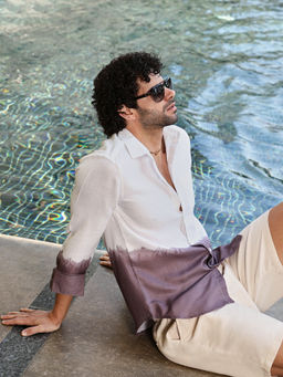 Campus Sutra - Men Mocha Brown Ombre-Plunge Regular Shirt