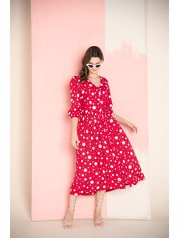 EKOHUM - Monochrome Polka Dot Cotton Wrap Sleeveless Dress