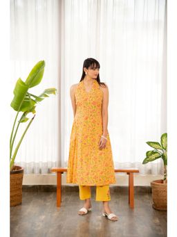 EKOHUM - Yellow Halter Neck Co-Ord (Set of 2)