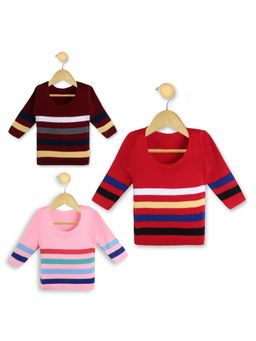 Knitco - Boys Multi-Color Round Neck Sweater (Pack of 3)