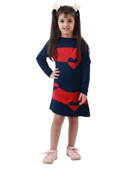 Knitco - Girls Blue Round Neck Sweater Dress