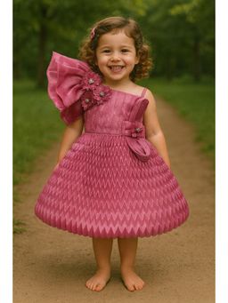 Blabber - Girls Pink Round Neck Dress