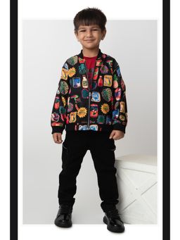 Little Collars - Boys Black Collar Neck Sweatshirt with T-shirt and Trouser