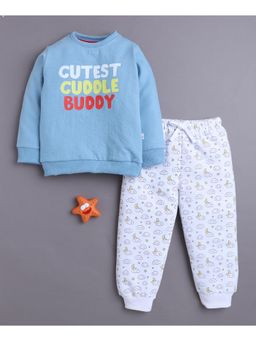Bumzee - Boys Blue Round Neck Sweatshirt with Jogger