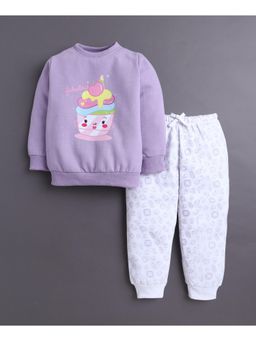Bumzee - Girls Lavender Round Neck Sweatshirt with Jogger