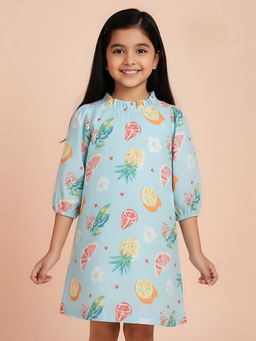 Maaesa - Girls Green Round Neck Dress