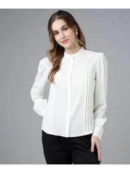 FITHUB - Womens White Professional Womens Pleated Formal Shirt