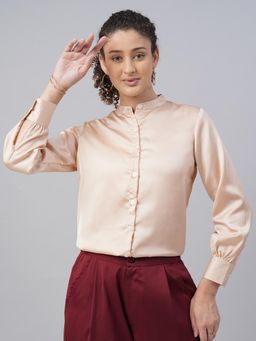 FITHUB - Womens Peach Polished Perfection Long Sleeve Formal Shirt