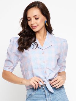 Madame - Womens Pink Checks Regular Shirt