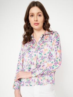 Madame - Womens Purple Floral Printed Shirt