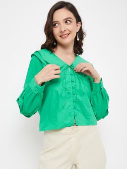 Madame - Women Solid Crop Shirt