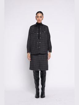 THISISDEHI - Women Black Wool Checks Loose Fit Shirt