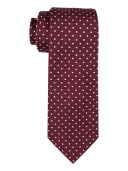 The Tie Hub - Alliance Maroon with White Polka Microfiber Necktie