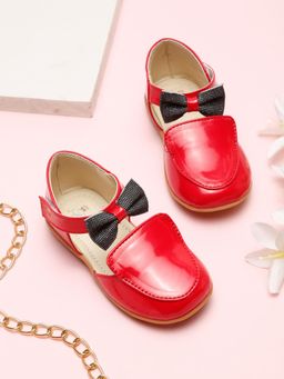 Tiny Bugs - Girls Bow Applique Ballerinas - Red