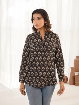 GOODHAND - Black Pure Cotton Printed Top