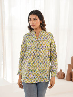 GOODHAND - Yellow Pure Cotton Printed Top
