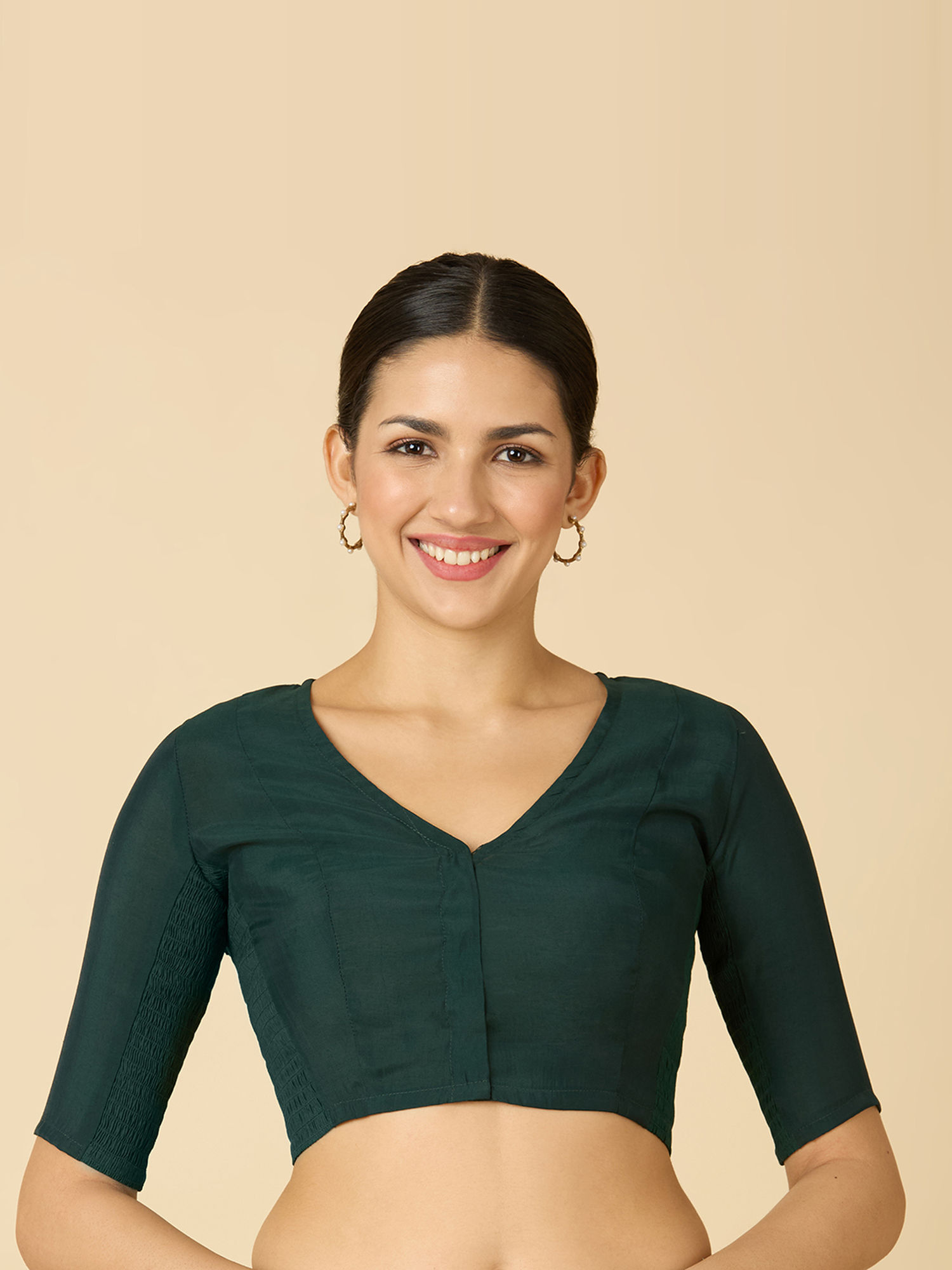 studio shringaar Green Women's Cotton Silk Stretchable Readymade Saree Blouse-picture-37