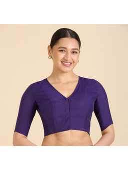 Studio Shringaar - Purple Women's Cotton Silk Stretchable Readymade Saree Blouse