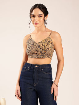Vbuyz - Beige Cotton Paisley Crop Top